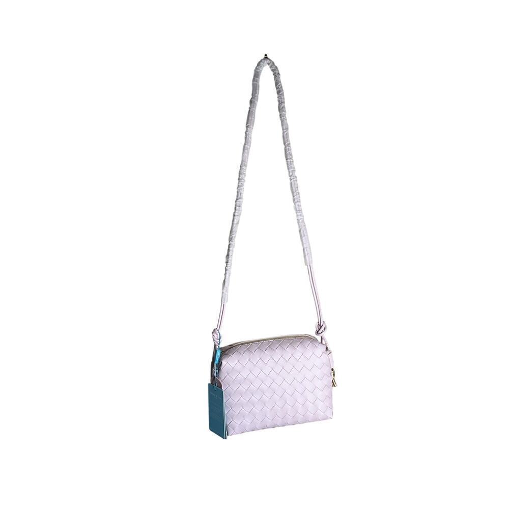 Tiffany & Fred Crossbody Shoulder Bag Smooth Woven Leather Pink‎ Womens